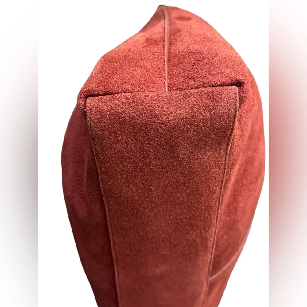 Margot New York Burgundy/Rust Suede Hobo Bucket Bag - Picture 6 of 12